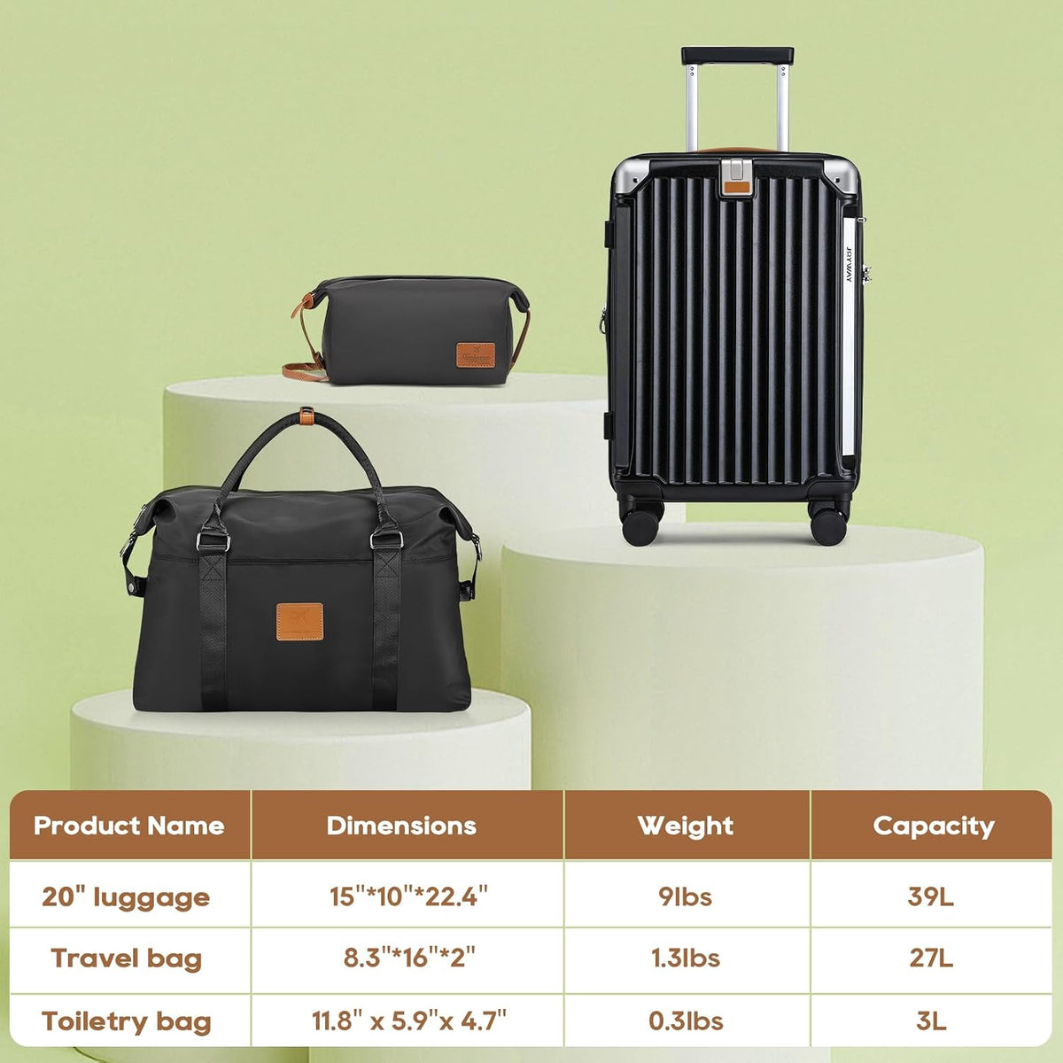 Joyway TR014 Luggage Set – Carry-On 20-Inch Handbag, Black – Black / Carry-On 20-Inch Handbag – product detail