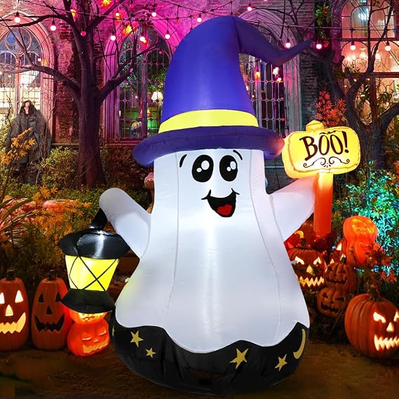 GOOSH DJ-WS-69073 5-Foot Halloween Wizard Ghost Inflatable – 5 Foot Halloween Inflatable White