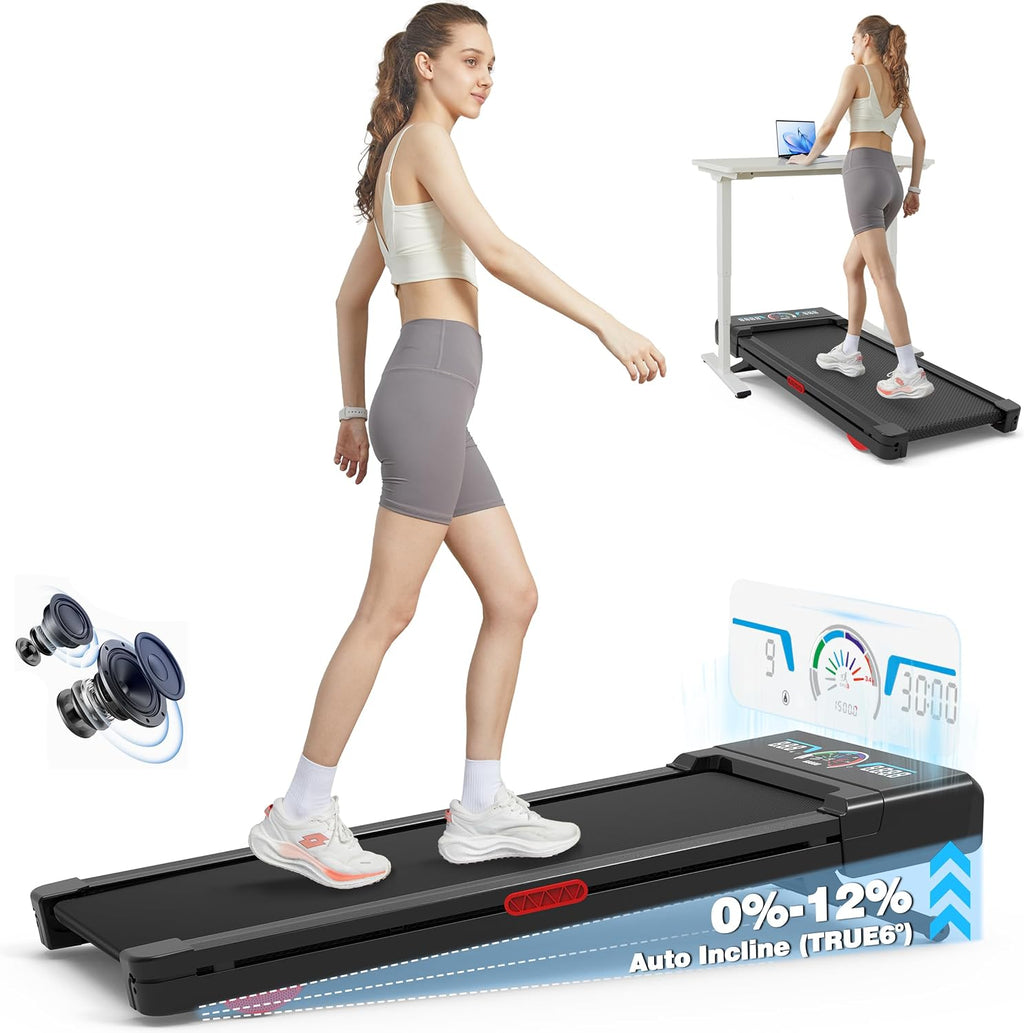 TRAILVIBER X01 Under-Desk Walking Treadmill – Black