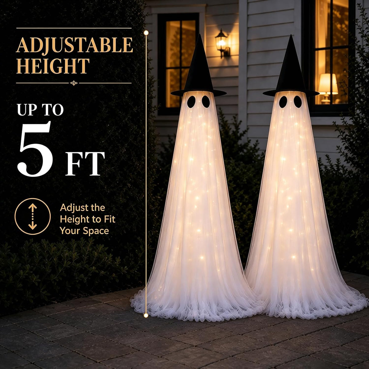 CheerBloom CB00052 2-Pack 5-Foot Lighted Halloween Ghost Decorations – White – product detail