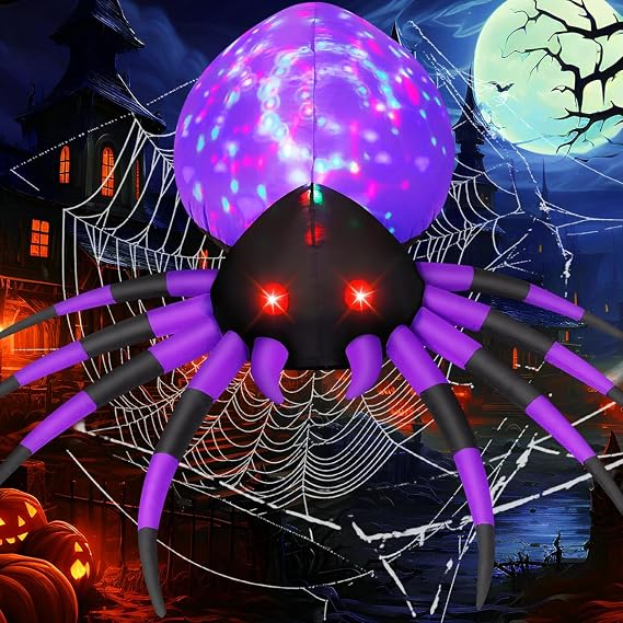 GOOSH 69087 5-Foot Halloween Spider Inflatable – 5 FT Purple