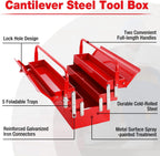 WORKPRO W082075AE 18-Inch Five-Tray Cantilever Tool Box – Red – product detail