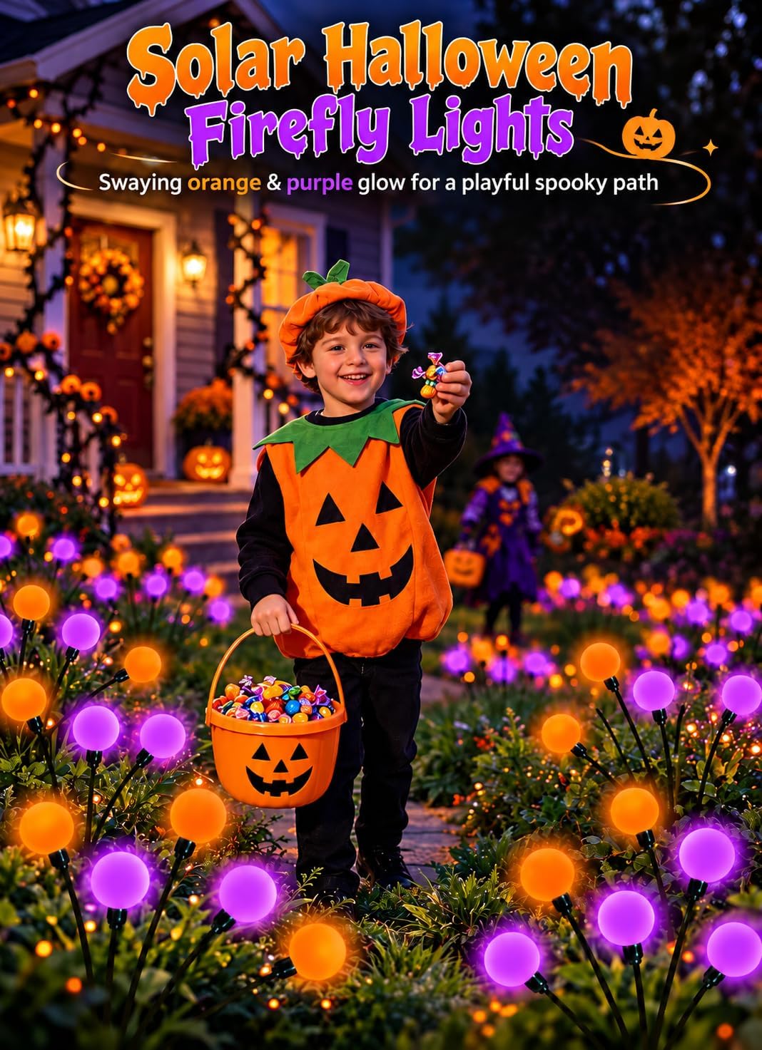 OZS Solar Firefly Garden Lights – 6 Pack, Purple Orange – Purple Orange / 6 Pack – product detail