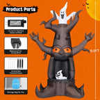 GOOSH DJ-WS-69463 9-Foot Halloween Animated Dead Tree & Ghost Inflatable – Brown – product detail