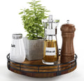 AMH Oak Lazy Susan, Walnut Finish, 9 in