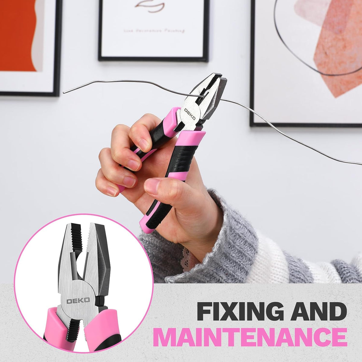 DEKOPRO DKMHTK086BMC-Pink 86-Piece Household Hand Tool Kit – Pink – product detail