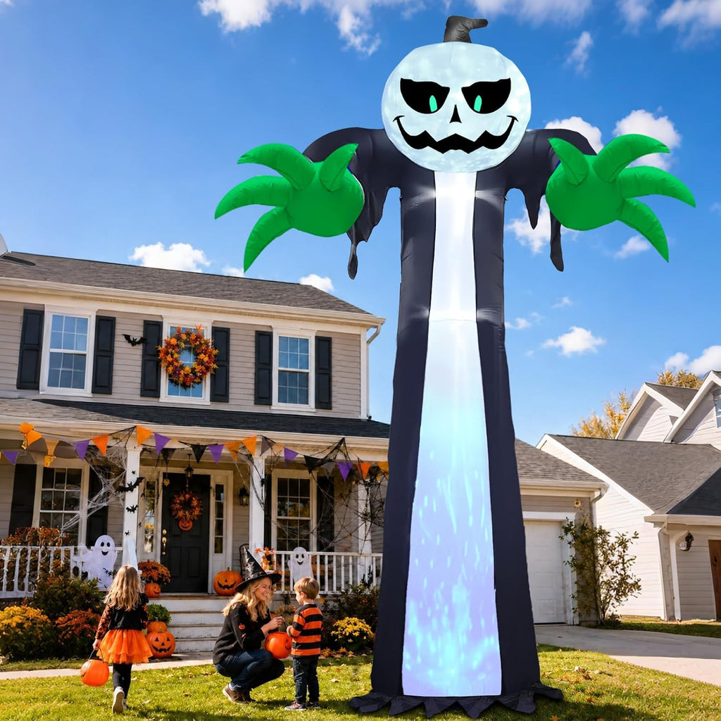 TURNMEON J-12V30W 14-Foot Halloween Pumpkin & Ghost Inflatable – Blue – product detail