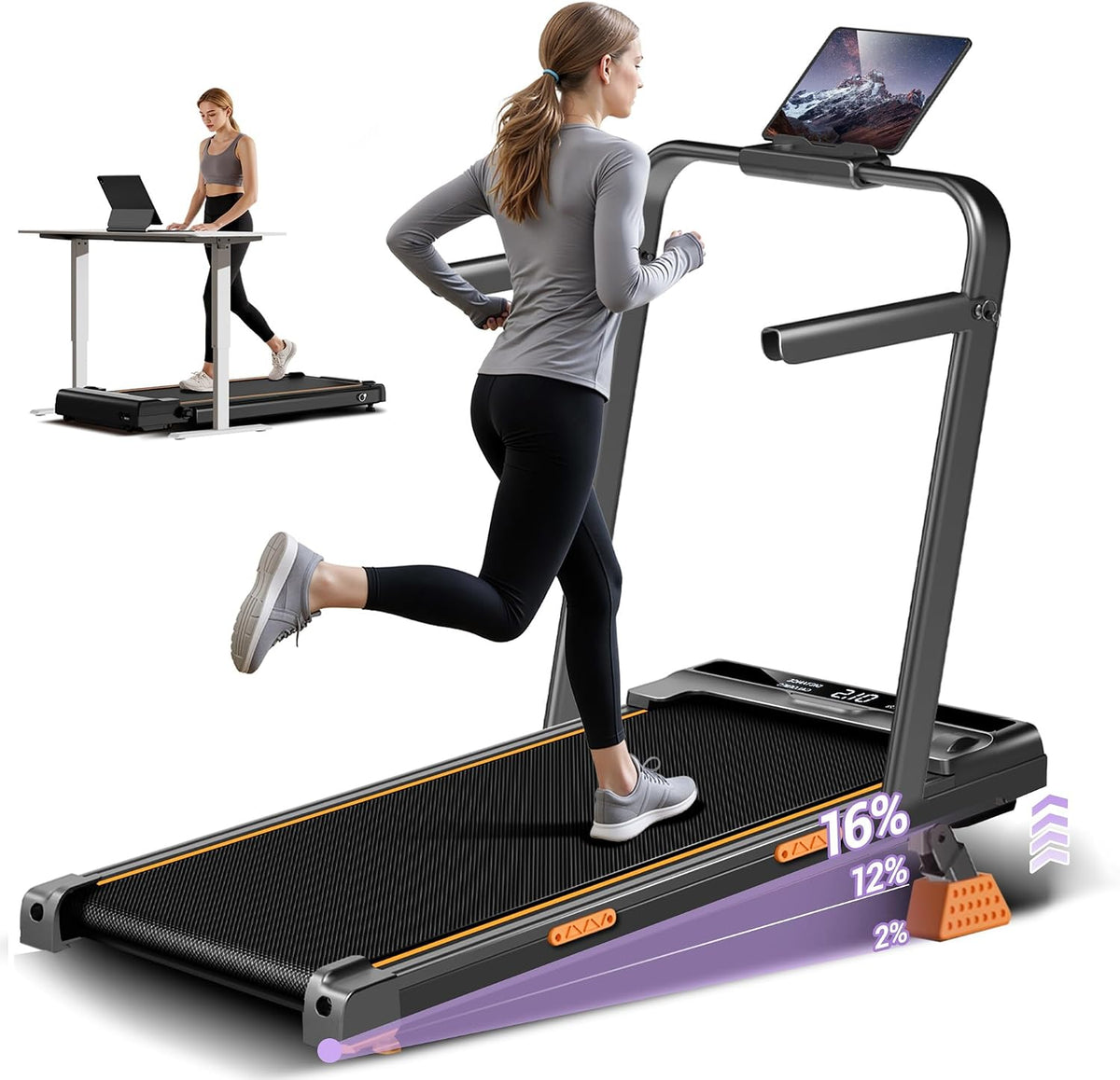 CURSOR FITNESS X5F Folding Walking Treadmill with Handles