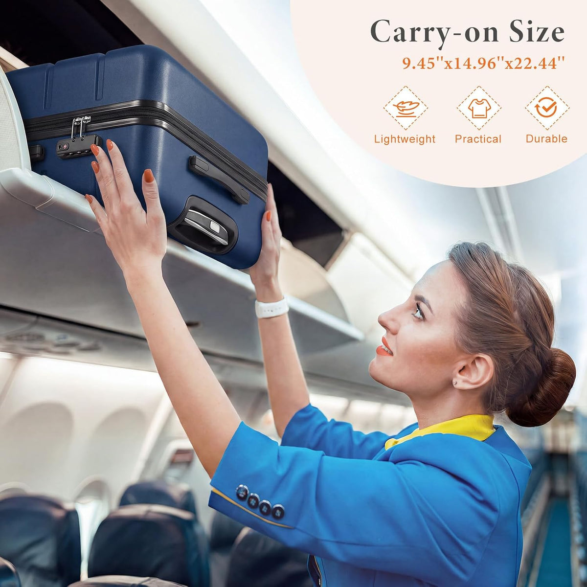 Sweetcrispy T-2LG-20BU-1 Carry-On Suitcase – 20 Inch, Blue – Blue / 20 Inch – product detail