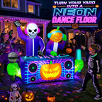 zukakii QM-WS-032 8-Foot Halloween Skeleton & Pumpkin & Ghost Inflatable – Purple – product detail