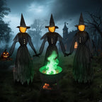 Jibeufi Hlw-witch-3pcs 3-Pack 4.9-Foot Lighted Halloween Witch Stakes – black – product detail