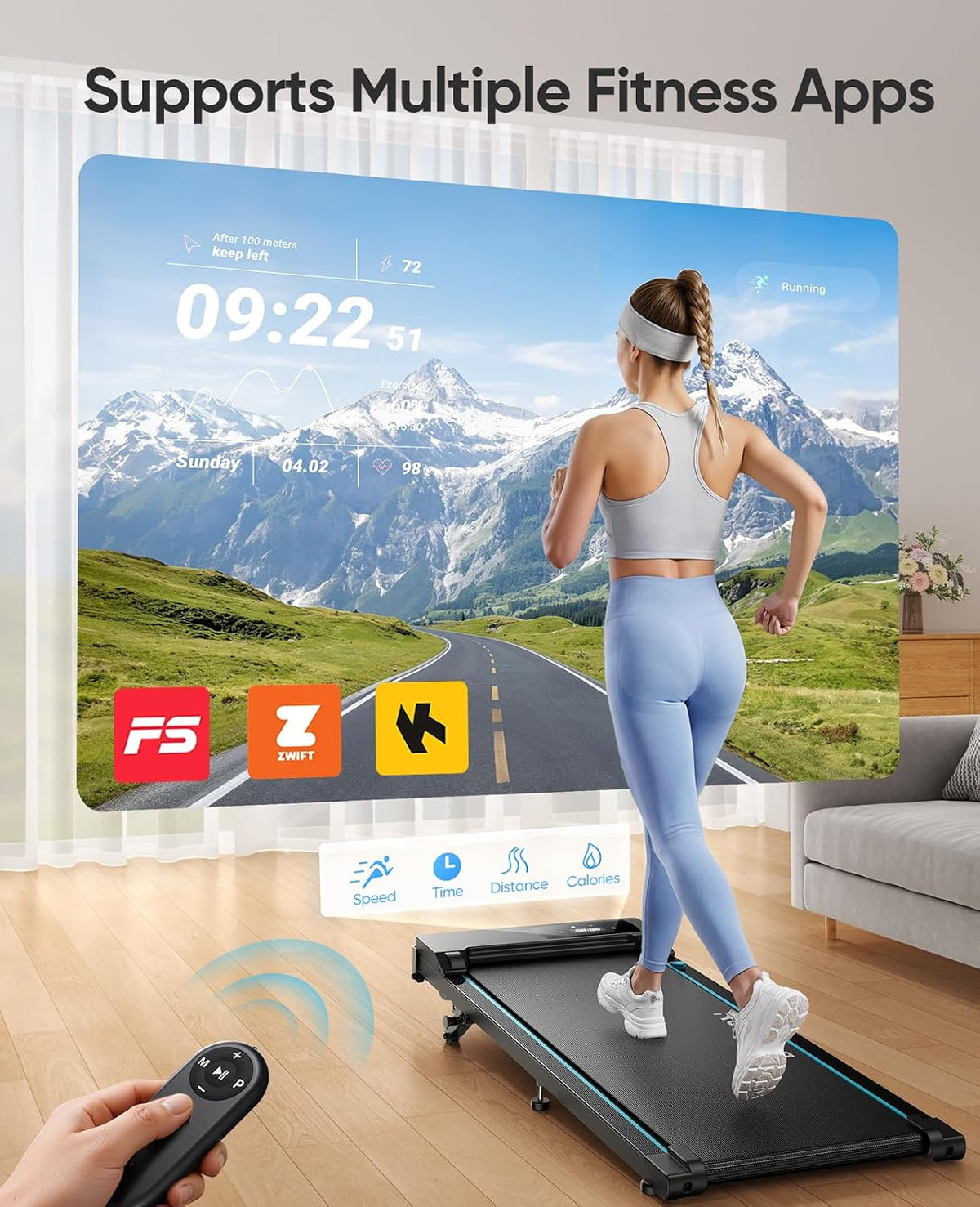 RUNIMON Under-Desk Walking Treadmill – Black/Blue – product detail