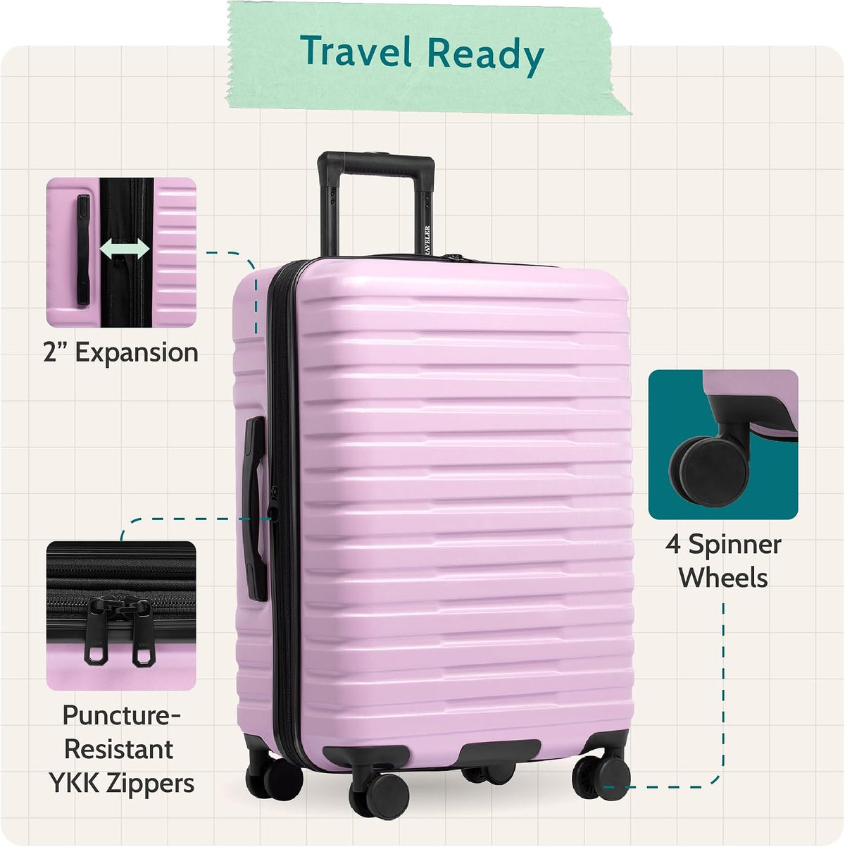 U.S. Traveler US09181L30 Hardside Suitcase – Checked-Large 30-Inch, No USB Port, Lavender – Lavender / Checked-Large 30-Inch, No USB Port – product detail