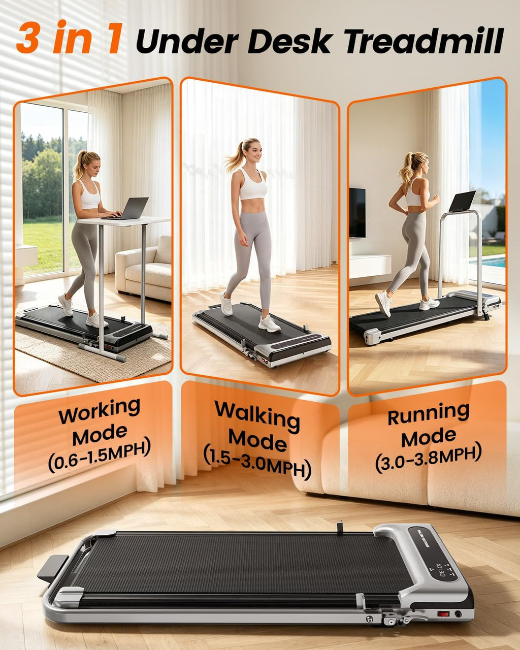 ICYLOOT Walking Treadmill – Sliver – product detail