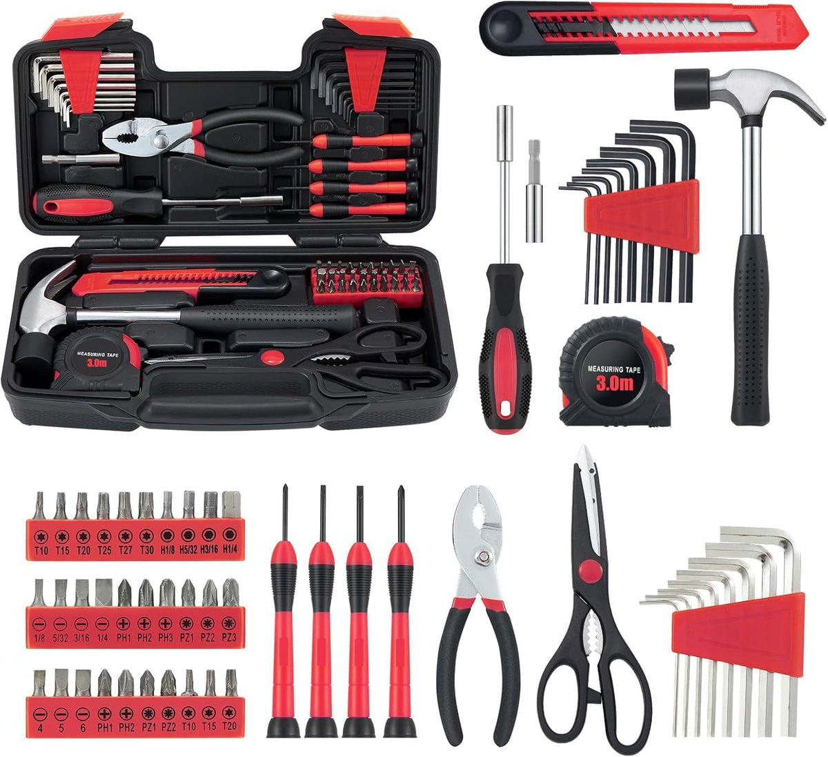 MARTCOLOR 58-Piece Household Tool Kit with Storage Case