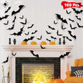 LUDILO Black 3D Bat Wall Decorations, 100 Pieces