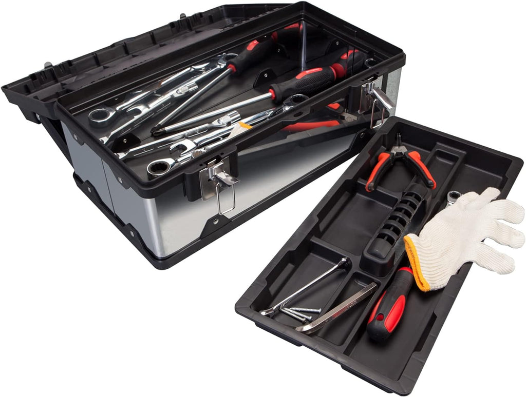 BIG RED A5519BR 19-Inch Stainless Steel and Plastic Tool Box – Silver – product detail