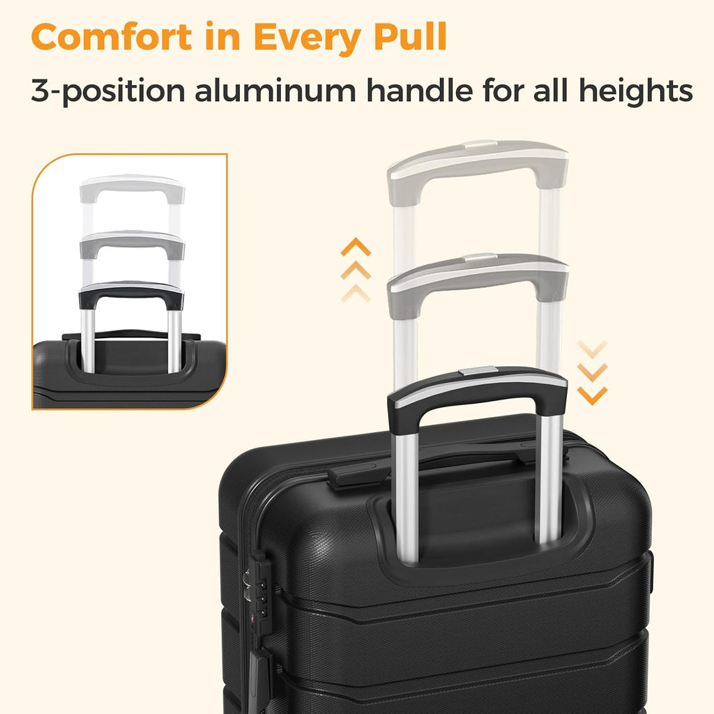 NEWBULIG NV2-2LG-24BK Hardside Suitcase – 24 Inch, Black – Black / 24 Inch – product detail