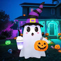 GOOSH 69656 6.2-Foot Halloween Ghost & Pumpkin Inflatable – white