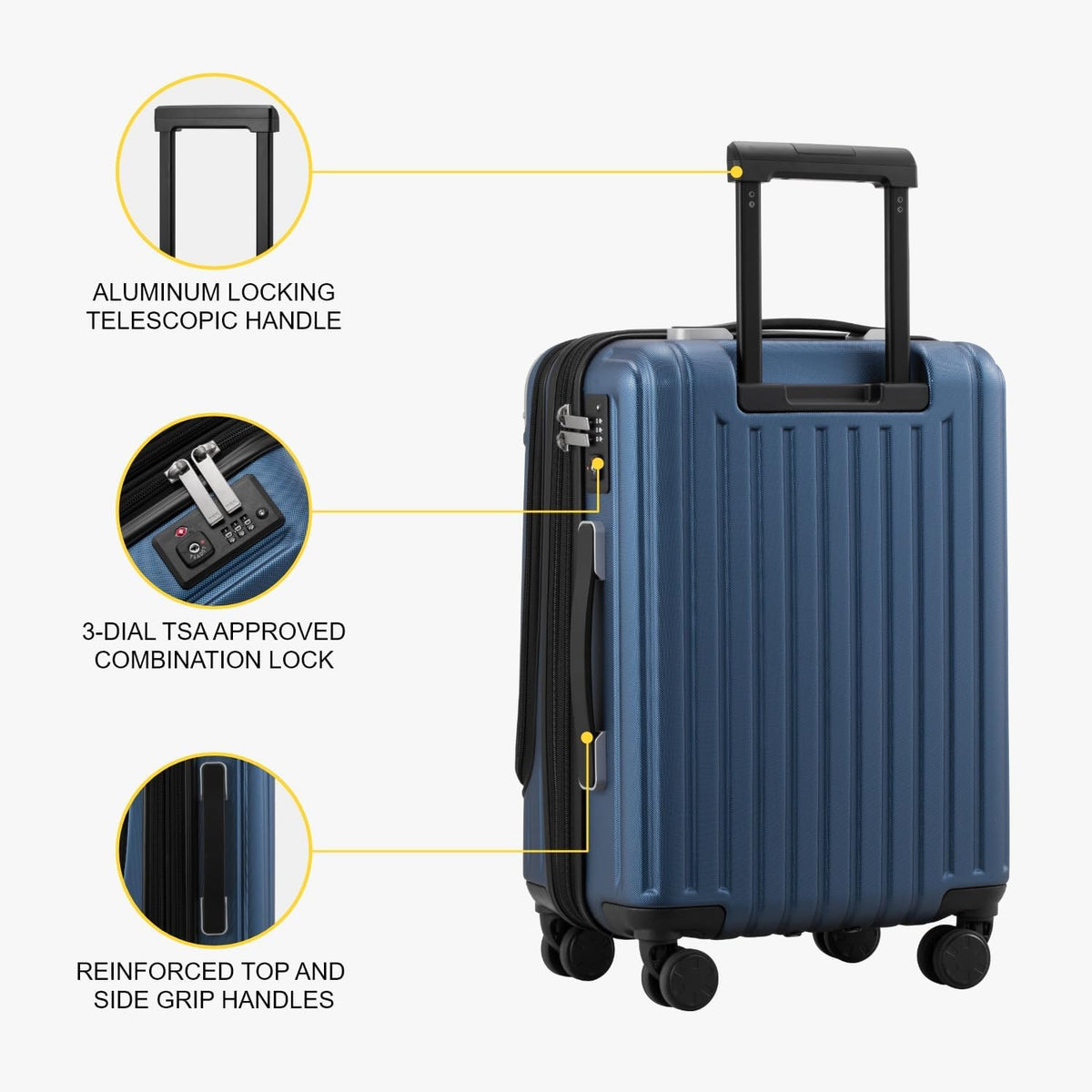 LEVEL8 LA-6576-06T00 Carry-On Suitcase – 20 Inch - Expandable, Blue – Blue / 20 Inch - Expandable – product detail