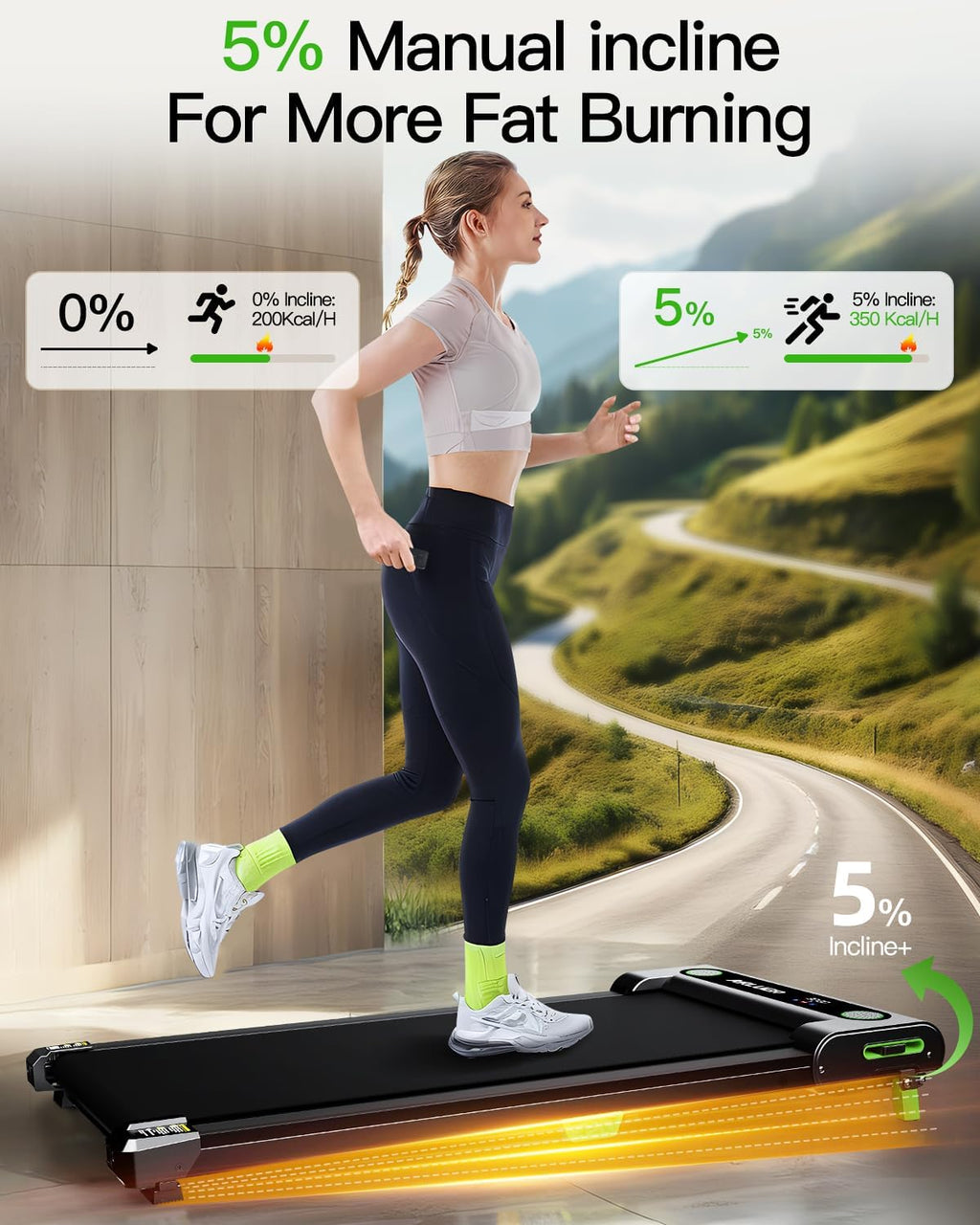 AKLUER 480L-A Under-Desk Walking Treadmill – Light Black – product detail