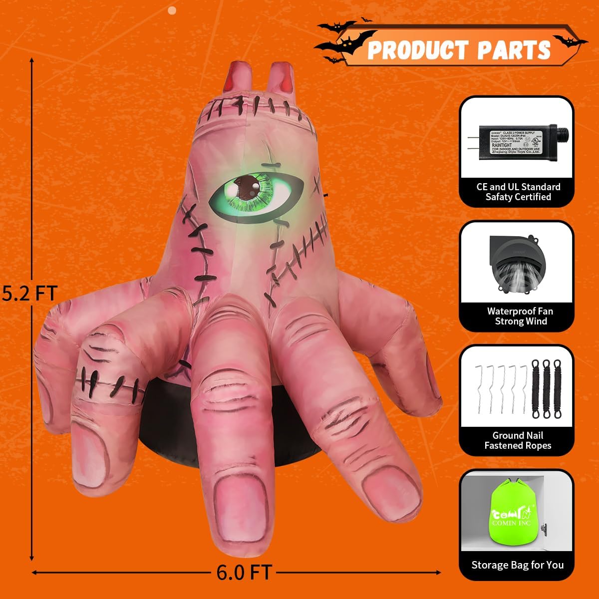 COMIN CO-69424 6-Foot Halloween Hand Inflatable – Skin – product detail