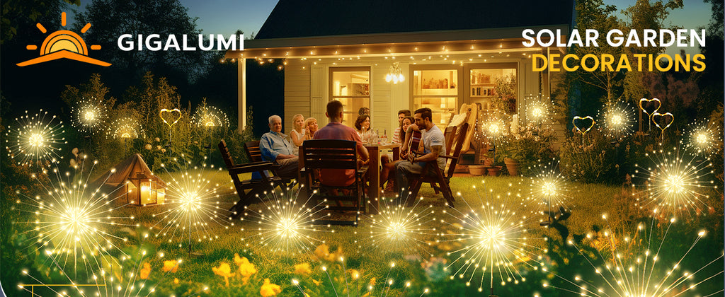 GIGALUMI Solar Firework Garden Lights, Warm White, 2-Pack