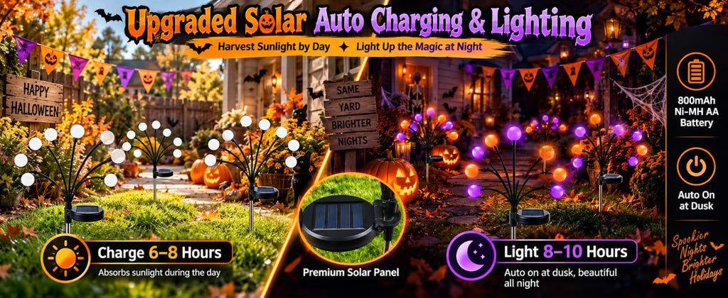OZS Solar Firefly Garden Lights – 6 Pack, Purple Orange – Purple Orange / 6 Pack – product detail