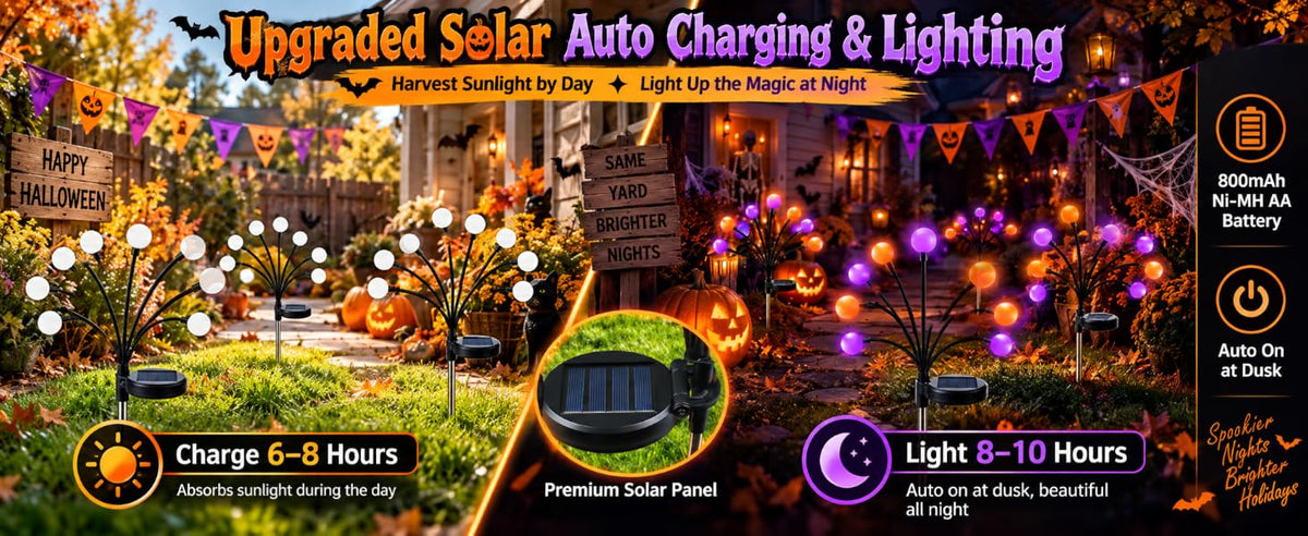 OZS Solar Firefly Garden Lights – 6 Pack, Purple Orange – Purple Orange / 6 Pack – product detail