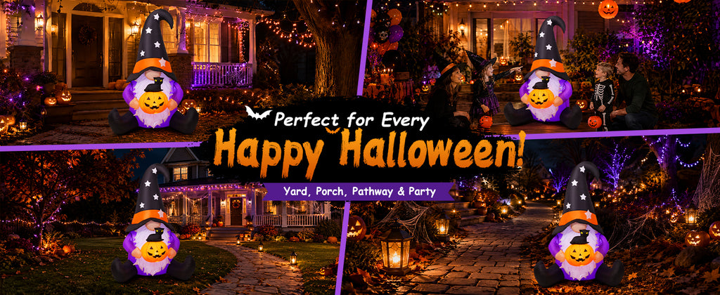 GOOSH 69496 5-Foot Halloween Gnome & Pumpkin Inflatable – purpole – product detail