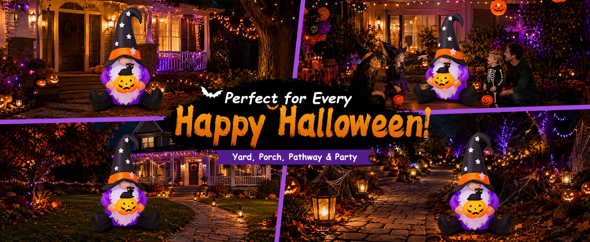 GOOSH 69496 5-Foot Halloween Gnome & Pumpkin Inflatable – purpole – product detail