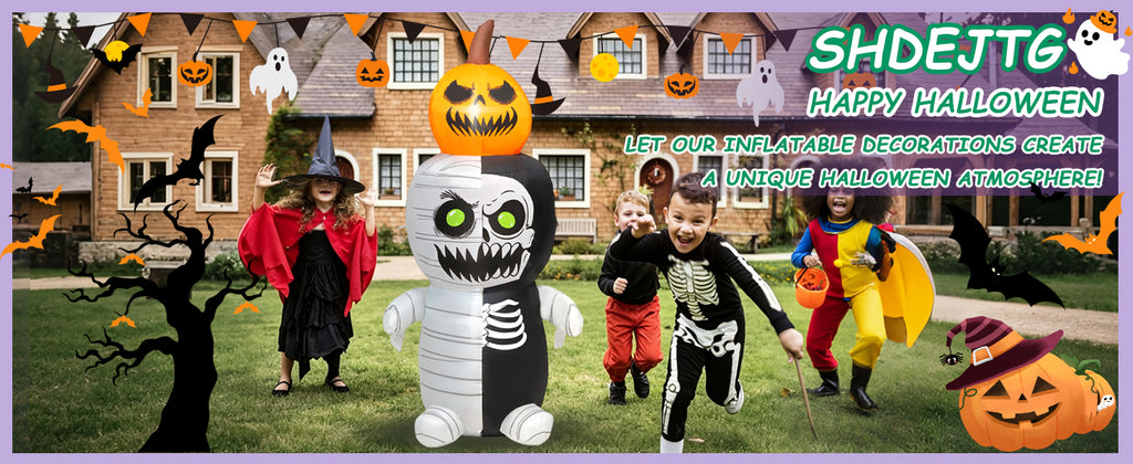 SHDEJTG 5-Foot Halloween Pumpkin & Zombie Inflatable – WHITE – product detail
