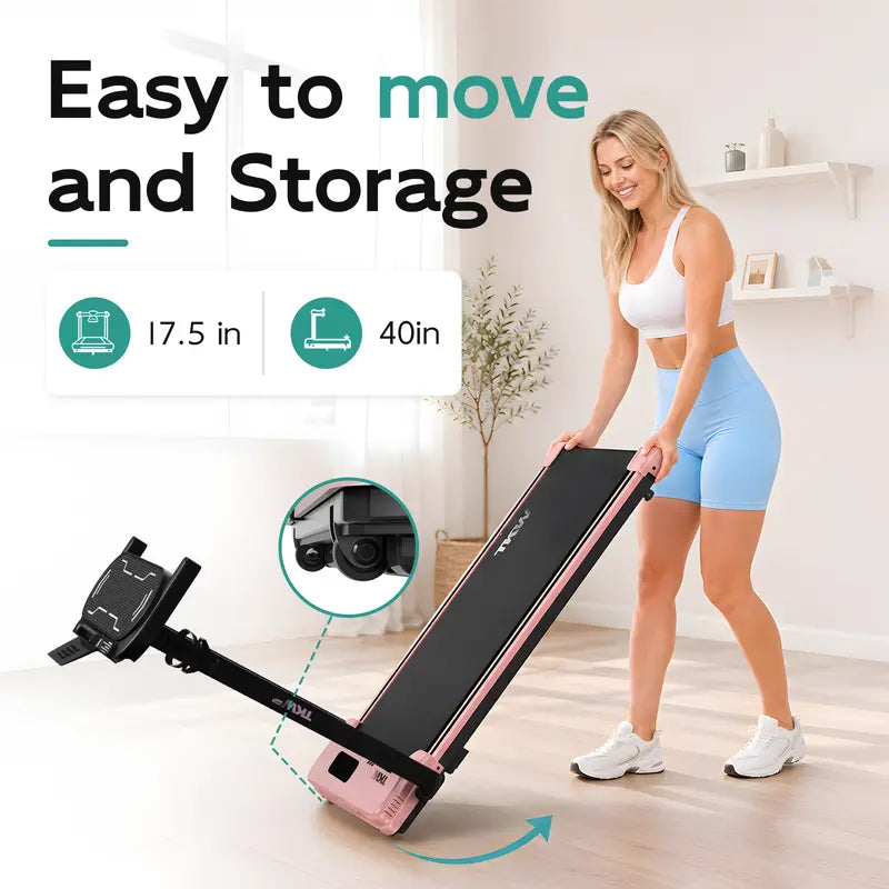 TKW 3-in-1 Walking pad,Pink Walkingpad,Light weight Treadmill, Capacity,Low-Noise Motor Walking Pad, Remote Control & Wheels for Easy mobility, LED Display，Vibration Walking pad · 7