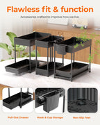 Sevenblue Two-Tier Under-Sink Organizers, Black, 3-Pack