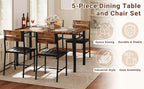IRONCK Five-Piece Dining Set with Four Chairs, Rustic Brown