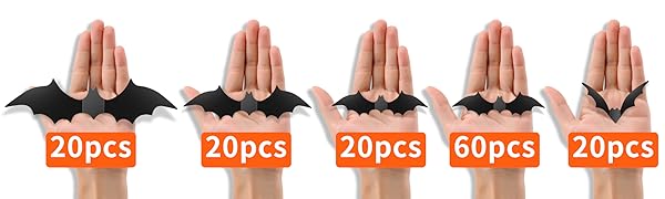 Piteno BF140 140-Piece 3D Halloween Bat Wall Sticker Set – Standard, Black – Standard / Black – product detail
