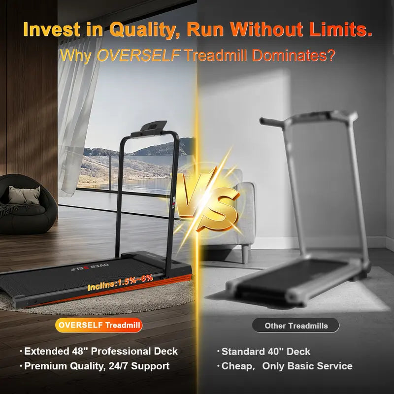 OVER SELF 2-in-1 Foldable Treadmill - 2in1 Walk/Roll, Remote Control, Adjustable Incline, Low Noise, Portable Compact Design, Indoor Exercise Home Gym Cardio Equipment, Caminadora, DealsForYouDays · 2