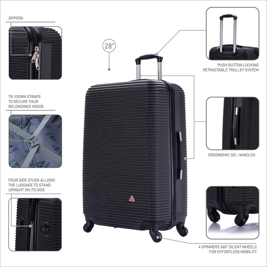 InUSA IUROY00L-BLK Hardside Suitcase – 28 Inch (L), Black – Black / 28 Inch (L) – product detail