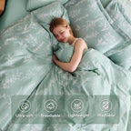MUXHOMO Duvet Cover Queen Size, 3-Piece Floral Green Bedding Set · 2