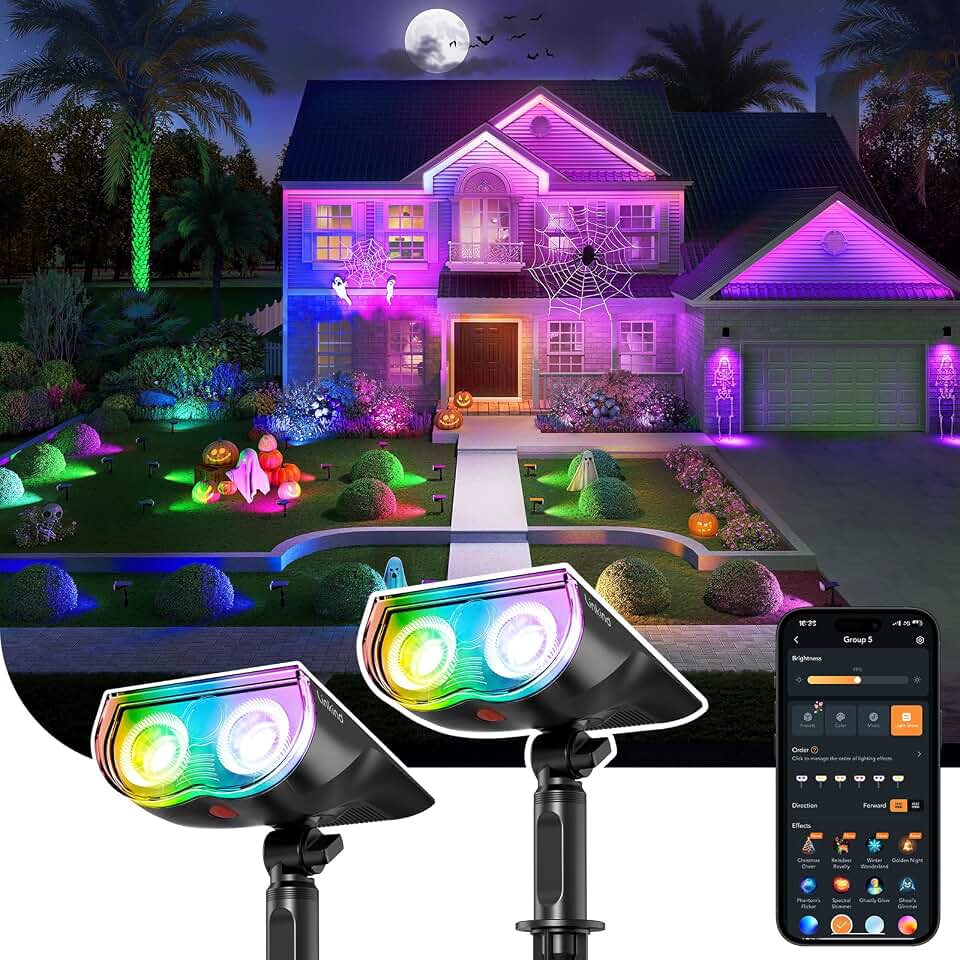 Linkind LS6300164 SL5C Smart Solar Outdoor Spotlights – 2 pack, Multicolor