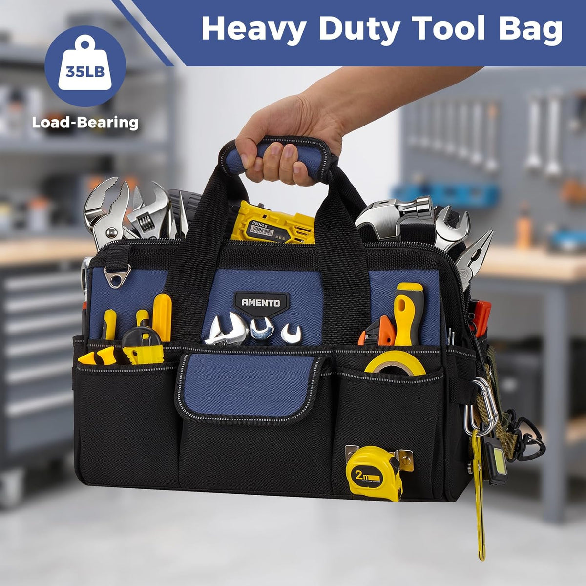 Amento AM-08367425 22-Pocket Oxford Tool Bag – 16 Inch, Blue – Blue / 16 Inch – product detail
