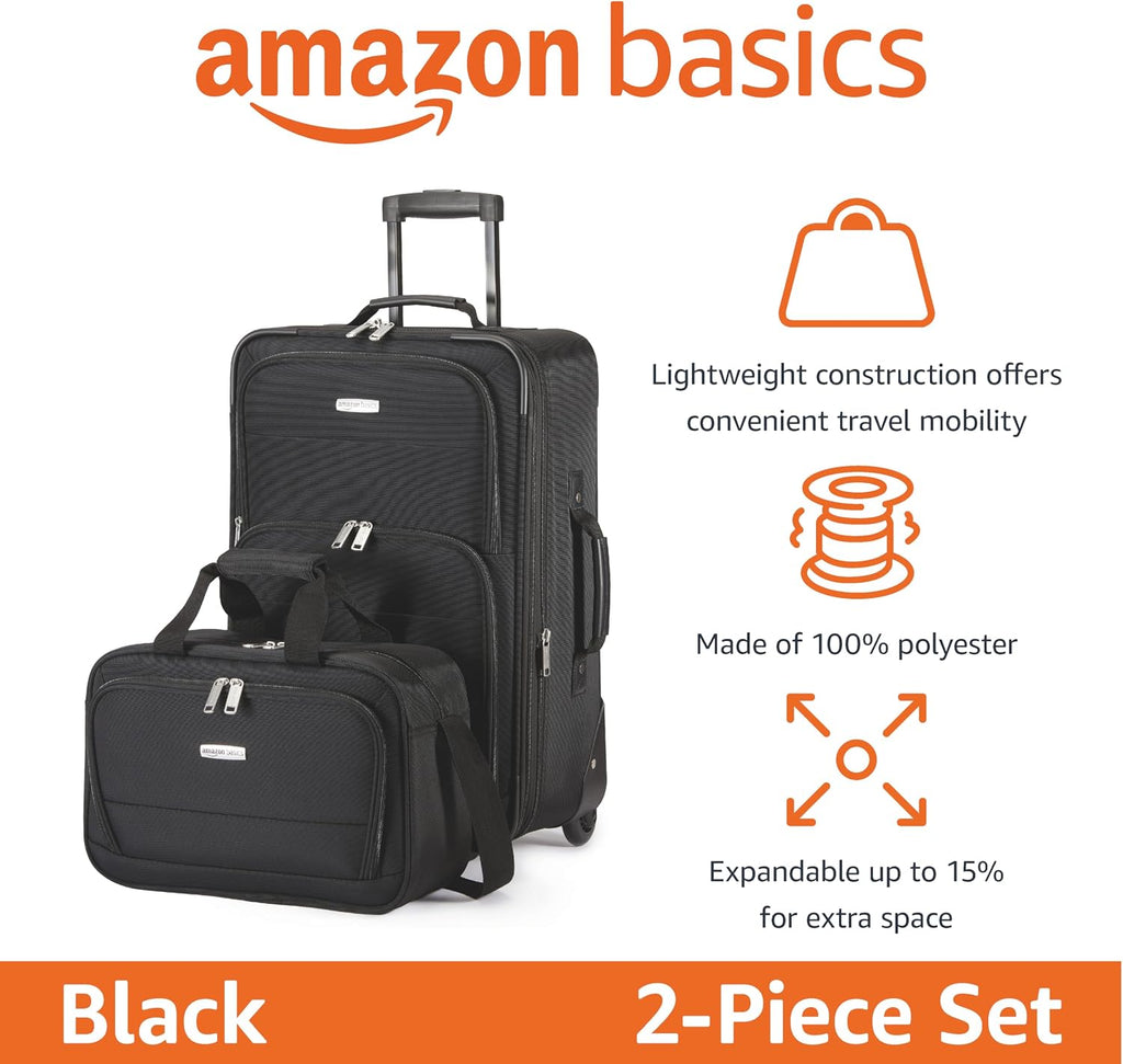 Amazon Basics Softside Luggage Set, 23-Inch Suitcase & 15-Inch Tote