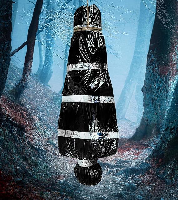 AnanBros JUTU-CD 5-Foot Halloween Inflatable Mannequin & Body Bag Prop Set – Silver,Black
