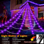 partyMoonet BG-CL3M3-306L01 200-LED Halloween Spider Web Light Set – Dark Purple – product detail