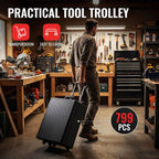 TLGREEN 799-Piece Mechanic Tool Set with Rolling Tool Box, Black · 5
