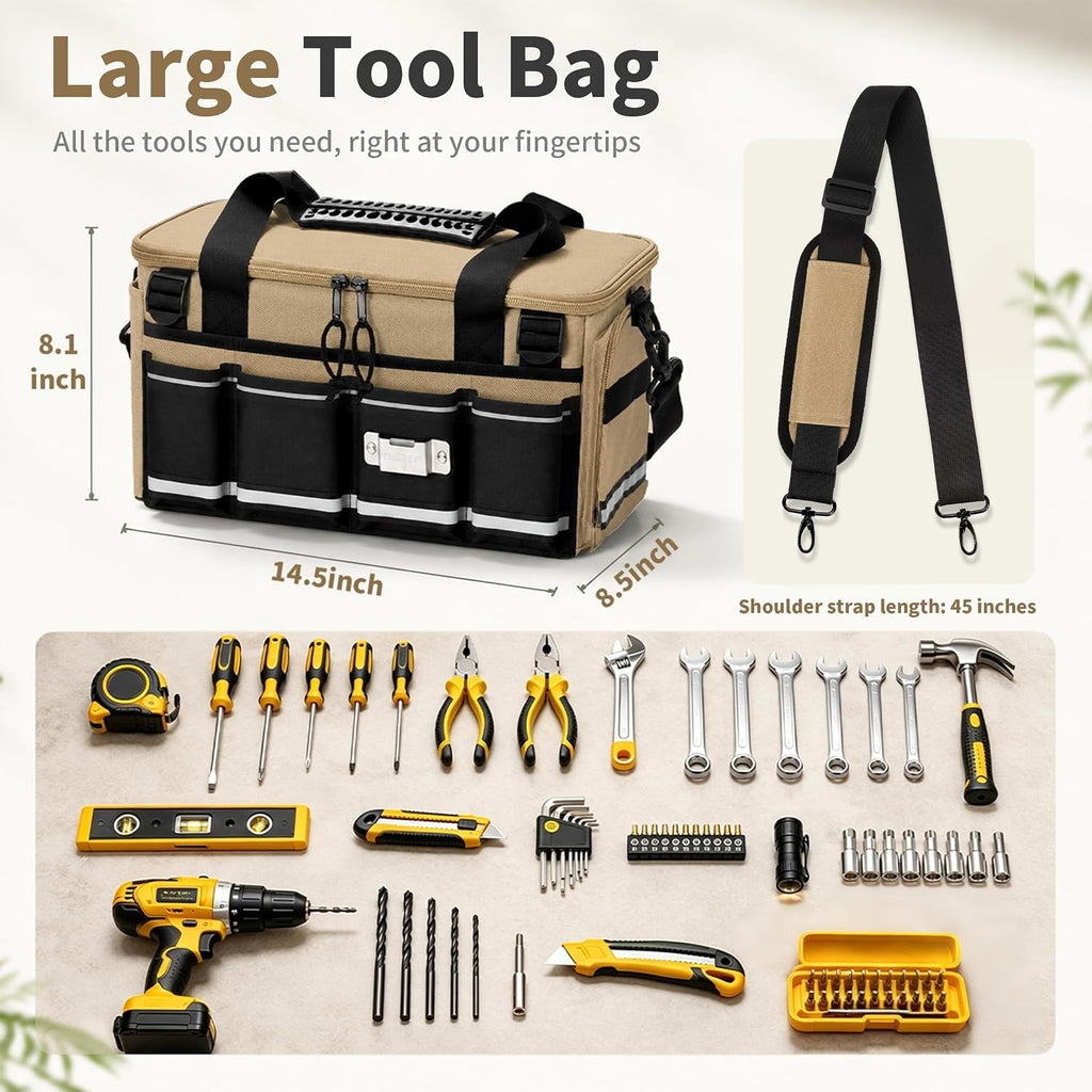 Wigojoy 250612 Wide-Mouth Tool Bag – Khaki – product detail