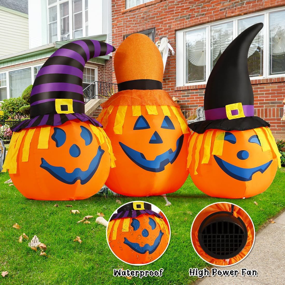 GOOSH 69106 6-Foot Halloween Pumpkin Inflatable – Orange, Black – product detail