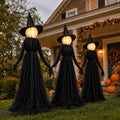 Hourleey 3-Pack 5-Foot Lighted Halloween Witch Stakes