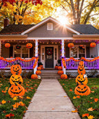 Beterzack 628NGDC 2-Set Stackable Metal Pumpkin Yard Stakes – Halloween yard signs – 2 Pack Stacked Pumpkins / Halloween yard signs – product detail