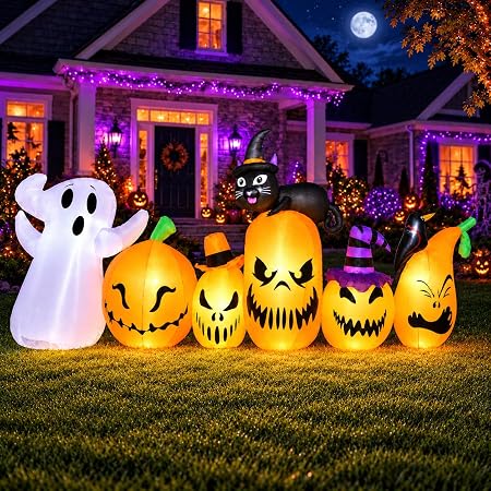 LAASOFANI HI-Pumpkin-BooCat 11-Foot Halloween Pumpkin Inflatable – 11FT Pumpkins BlackCat